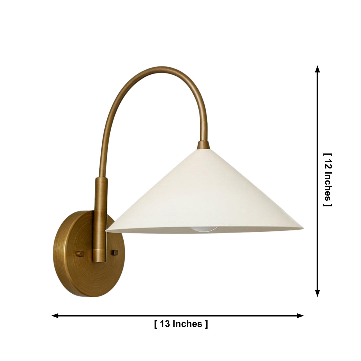 Milan curved arm cone wall sconce dimensions 13 inch wide and 12 inch high – Model 32773