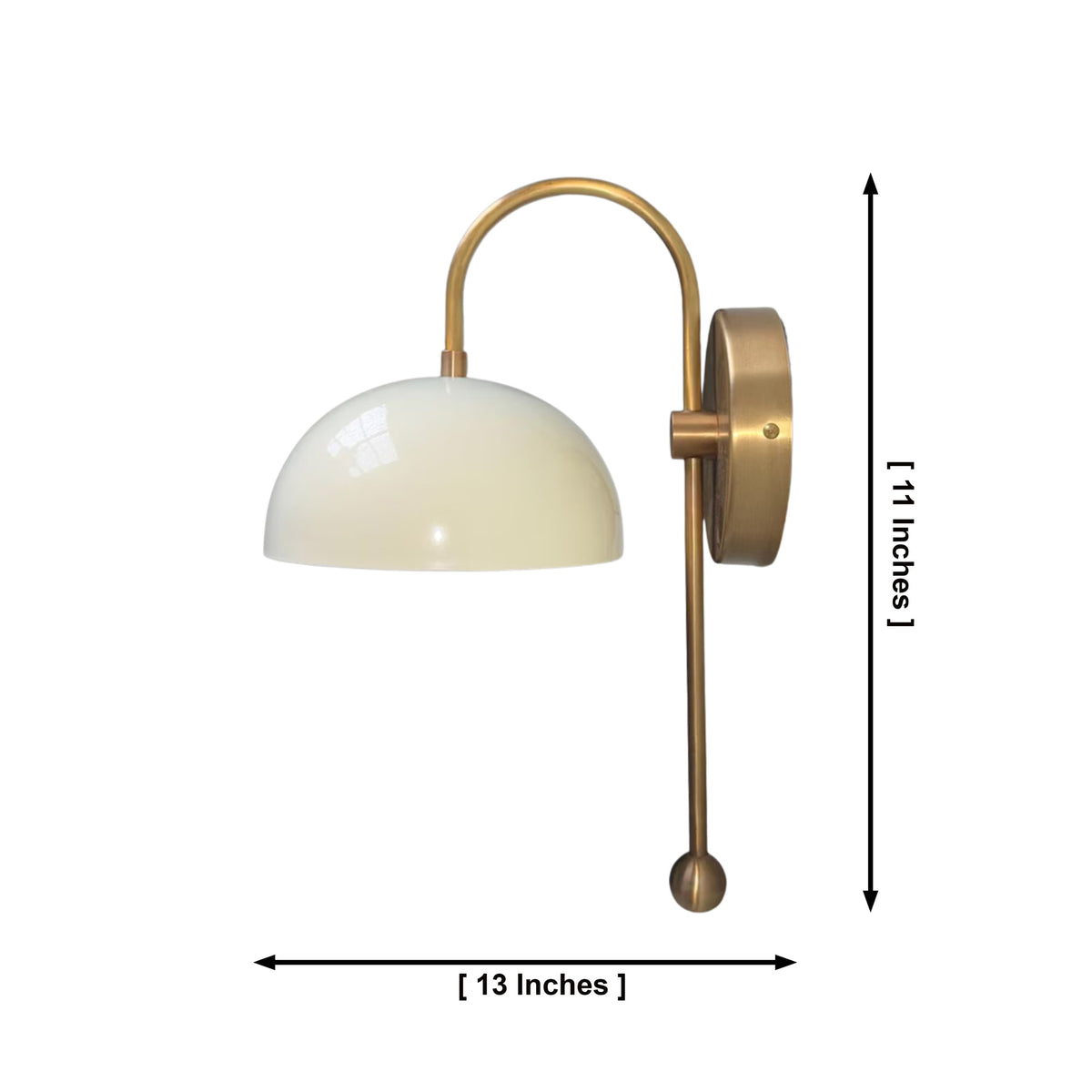 Milan dome shade wall sconce dimensions – 13 inch width and 11 inch height – Model 32775