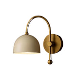 Milan curved arm wall sconce with white dome shade and brass finish – reverse view – Model 32775