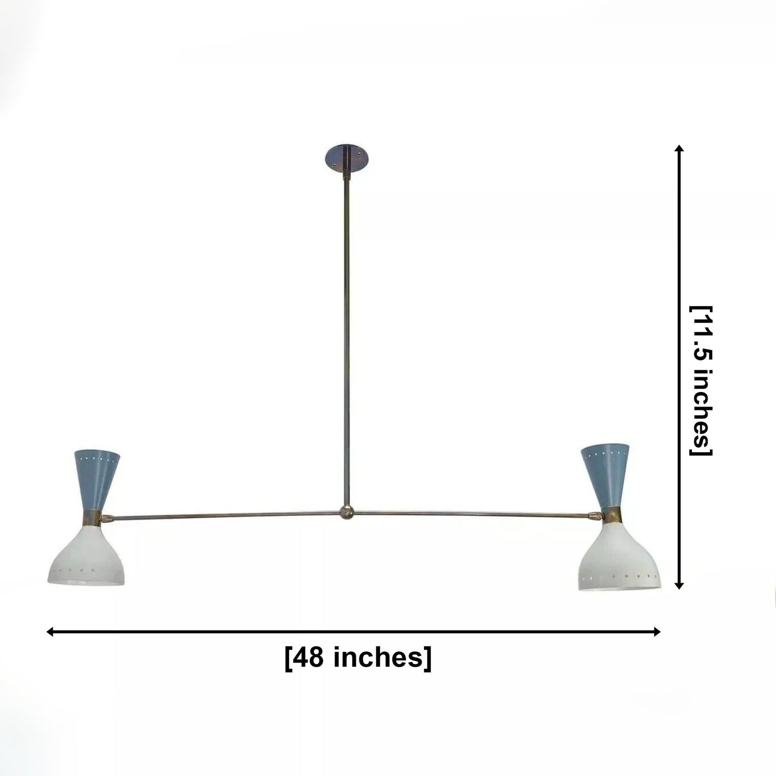 Size guide for Milan Double Cone Linear Chandelier – 4 Light – 48 Inch – Model 62040