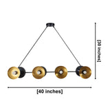 Milan Double Cone 8 light linear chandelier dimensions, 40 inch width and 30 inch height