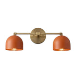 Milan Double Dome Wall Sconce with orange dome shades and brass frame, 2 light, Model 32816