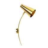 Milan gold perforated cone wall sconce with elegant curved arm and adjustable shade – Model 32804