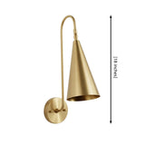 Milan Gooseneck Cone Wall Sconce dimensions showing 18 inch overall height – Model 32825