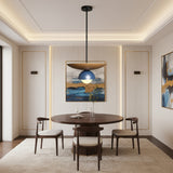 Milan Layered Dome Pendant Chandelier 2 Light 19 Inch with brass bowl and blue dome shade – Model 62039