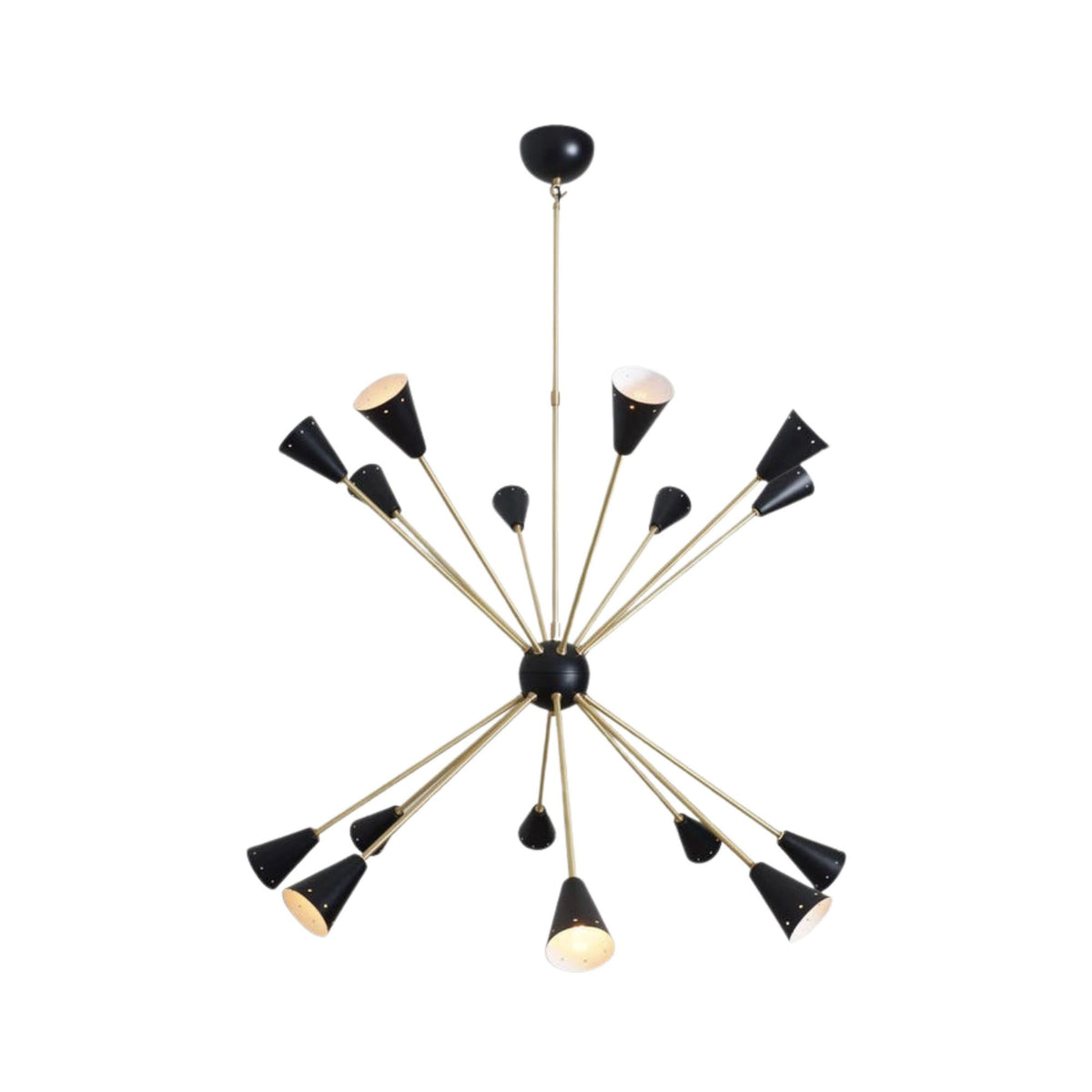 Milan Noir 16 light black and brass Sputnik chandelier – full product view