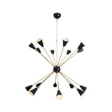 Milan Noir 16 light black and brass Sputnik chandelier – full product view