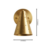 Milan perforated cone wall sconce dimensions showing 7.5 inch height and 5 inch width – Model 32757