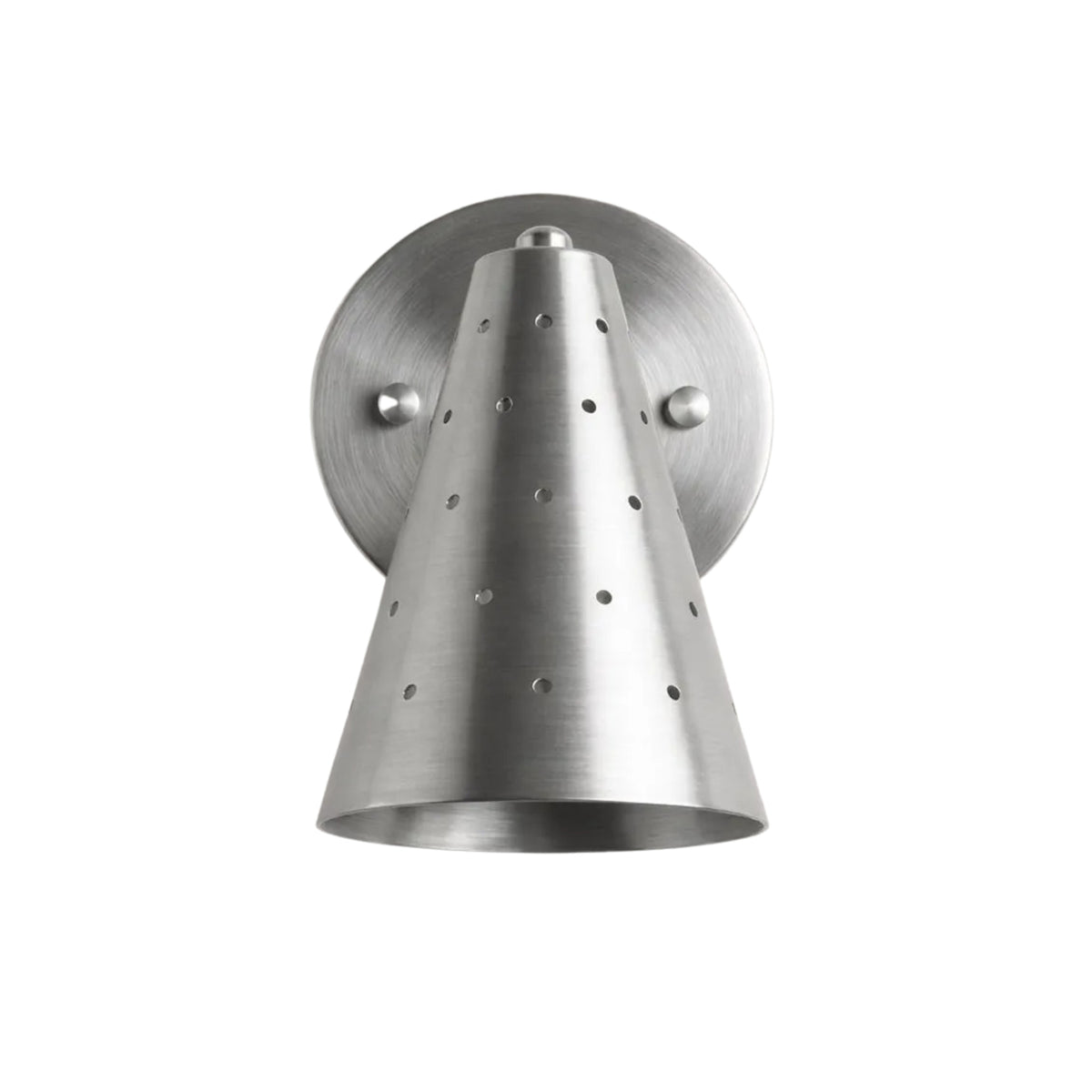 Milan perforated cone wall sconce in satin nickel finish with round wall canopy – Model 32757
