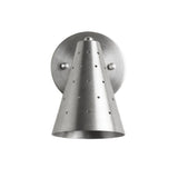 Milan perforated cone wall sconce in satin nickel finish with round wall canopy – Model 32757