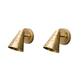 Milan perforated cone wall sconce set in brass finish with round wall canopy – Model 32757