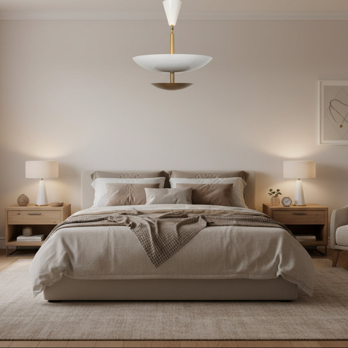 Milan white and brass 5 light chandelier with sculptural layered bowl design