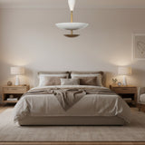 Milan white and brass 5 light chandelier with sculptural layered bowl design