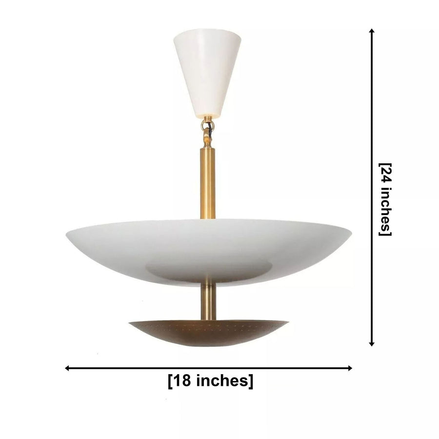Milan 5 light white and brass chandelier displayed above a modern dining table in a warm interior setting