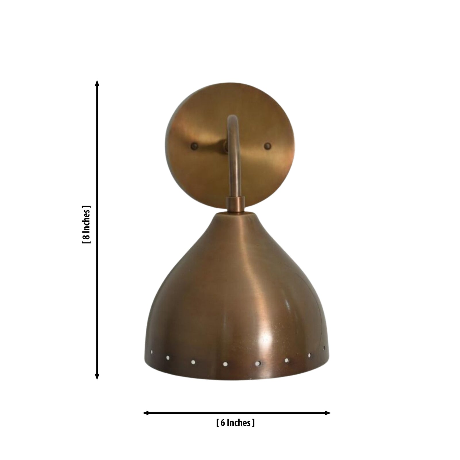 Size guide for Milan Perforated Dome Wall Sconce – Curved Arm – 8 Inch – Model 32749