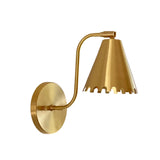 Milan scalloped cone wall sconce in brass finish with curved arm and round wall canopy – Model 32756