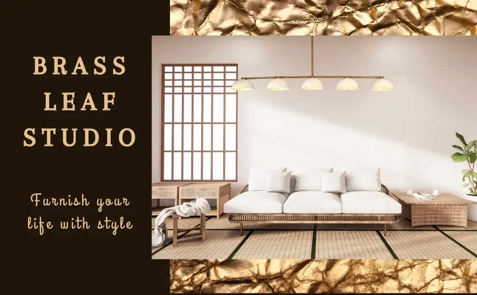 Branding graphic of chandelier on dark background highlighting its modern, minimalist silhouette and features