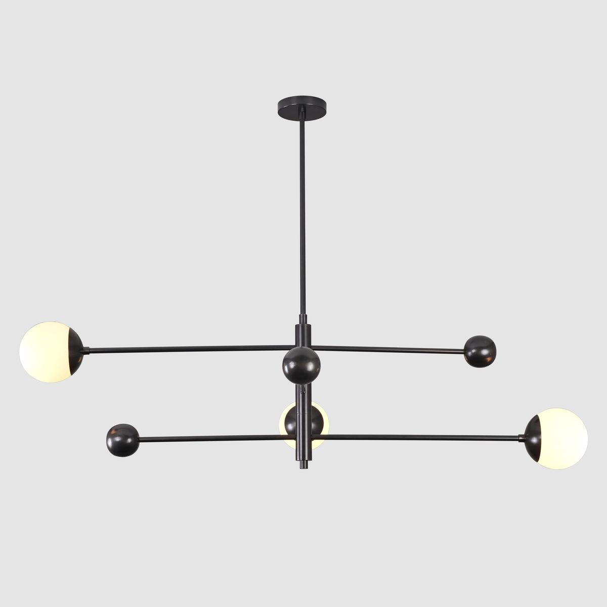 Frosted glass chandelier with matte black finish – front profile
