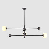 Frosted glass chandelier with matte black finish – front profile