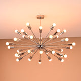 Illuminated modern 34-light Sputnik chandelier in polished brass chrome finish