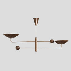 Modern brass chandelier featuring fluted bowl shades on a balanced frame, elegant handmade ceiling lighting design.