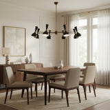 Orion 16 light black and brass Mid-Century Modern chandelier front view