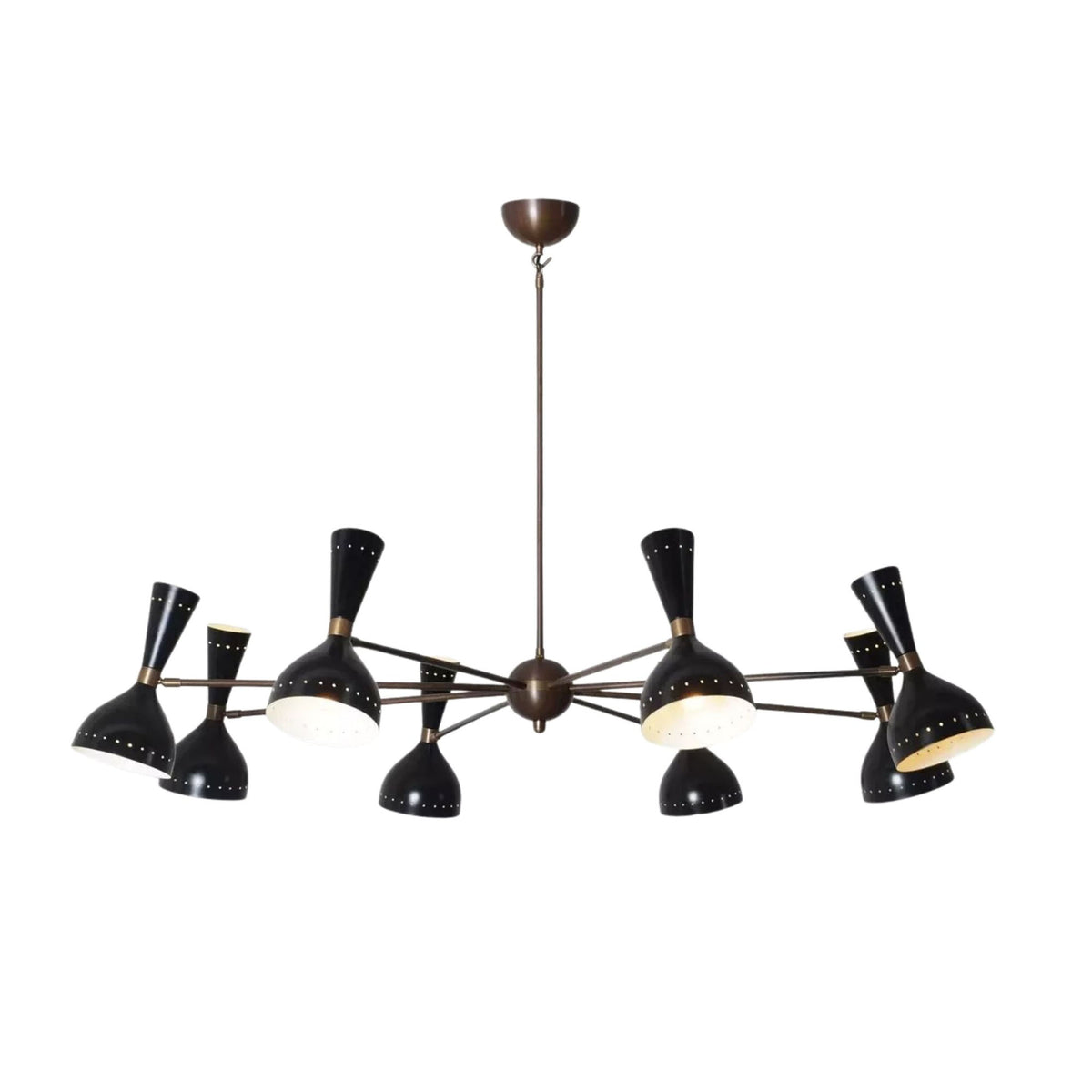 Orion 16 light multi-arm black chandelier with brass accents product view
