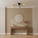 Alternate angle of Orion Mid-Century Modern 6-light brass cone flush mount ceiling light