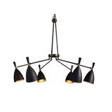 Orion 6 Light Multi-Cone Chandelier Model 33170 with sculptural black shades and branching arms