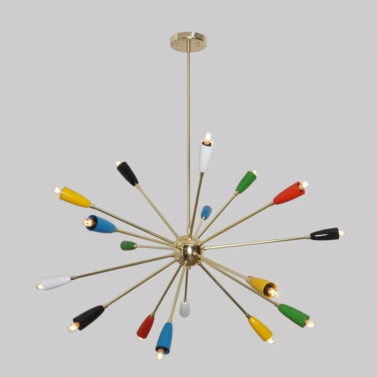 Angled View of Orion Multicolor Sputnik Chandelier 18 Light 39 Inch Model 62174