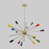 Angled View of Orion Multicolor Sputnik Chandelier 18 Light 39 Inch Model 62174
