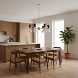 Orion 12 Light chandelier side view featuring black and white perforated cone shades – Model 62034