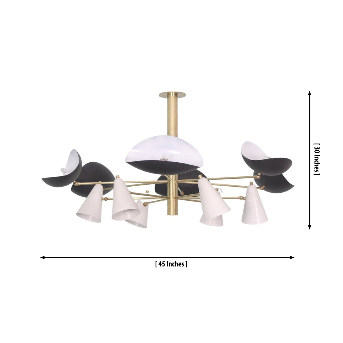 Orion Sculptural Multi-Shade Chandelier Model 33161 dimensions 45 inch wide and 30 inch high