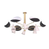 Orion Sculptural Multi-Shade Chandelier 12 Light 45 Inch Model 33161 front view with black and white shades