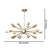 Orion 24 Light brass chandelier dimensions showing 23.6 inch width and 8.7 inch fixture height