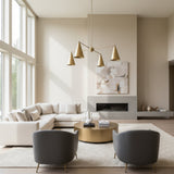 Oslo 4 Light Multi-Cone Chandelier in warm brass tone with geometric multi-arm design, Model 62009