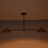Oslo Modern Double Cone Linear Chandelier providing soft downward ambient lighting