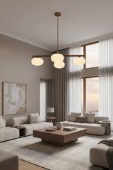 Oval glass ball chandelier dimension image showing 38 inch width and 33 inch overall height