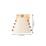 Pair of modern brass wall sconces with tapered white shades and decorative side ball details for elegant interiors