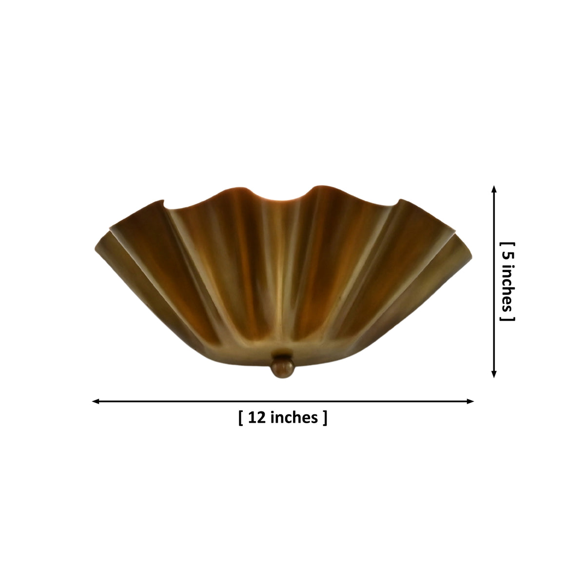 Size guide for Palermo Ruffled Brass Wall Sconce – 12 Inch Brass Patina Fluted Wall Light 72238
