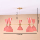 Dimension details of modern peach brass chandelier – 31 inch width and 22 inch height