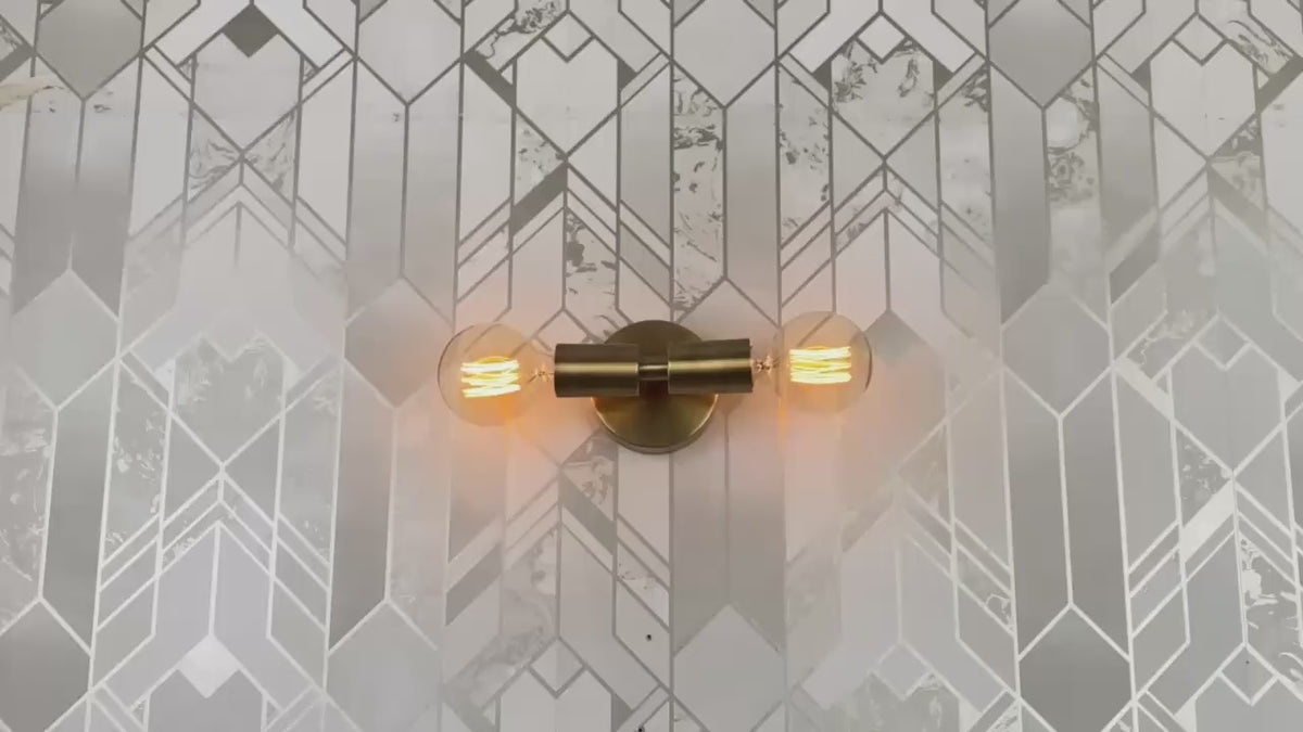Mid-Century Modern Tube Wall Sconce | Customizable Brass Light Fixture For Vanity Or Hallway - 32614