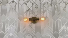 Brass Leaf Studio - Brass Wall Sconce, Twin-Bulbs Mid Century Minimal Industrial Brass Made Wall Lamp, Wall Sconce