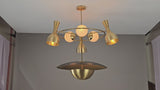 Mid-Century Modern Brass Chandelier – Customizable Ceiling Light Fixture - 32398