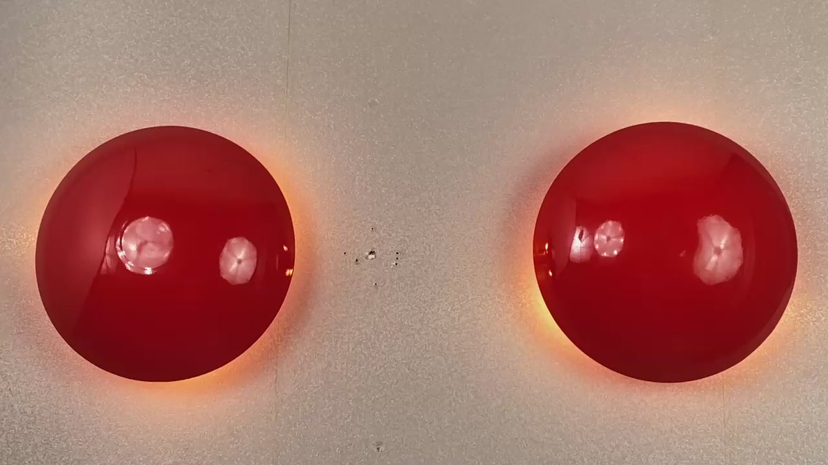 Set of 2 Red Disc Wall Sconces – 12" Handmade Brass Lights with Ambient Halo | Custom Finishes & Sizes 32630 2S