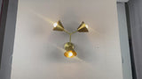 Modern Brass 3-Light Wall Sconce | Handmade Industrial Flushmount Cone Shade Light Fixture by Brass Leaf Studio 32635