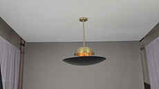 Industrial Brass Made, 3 Lights Elegant Brass Sunrise Pendant Light Mid Century Modern Disc Lamp No-Shadow, Ambient no-Glare Chandelier 18inches UFO Light
