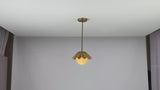 Modern Brass Pendant Light with Ruffled Shade – Handmade Ceiling Lamp with Custom Finishes by Brass Leaf Studio 33131