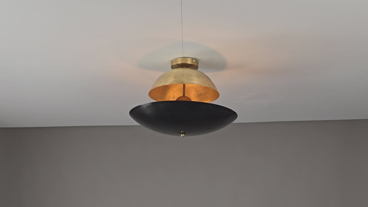 Modern 5-Light Two-Tone Brass Dome Chandelier – Handmade Sculptural Flushmount Ceiling Light by Brass Leaf Studio 32453