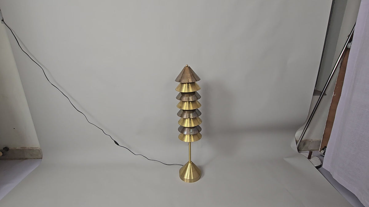 Handcrafted Mid-Century Modern Brass Floor Lamp | Customizable Finish 40” Height - 32396